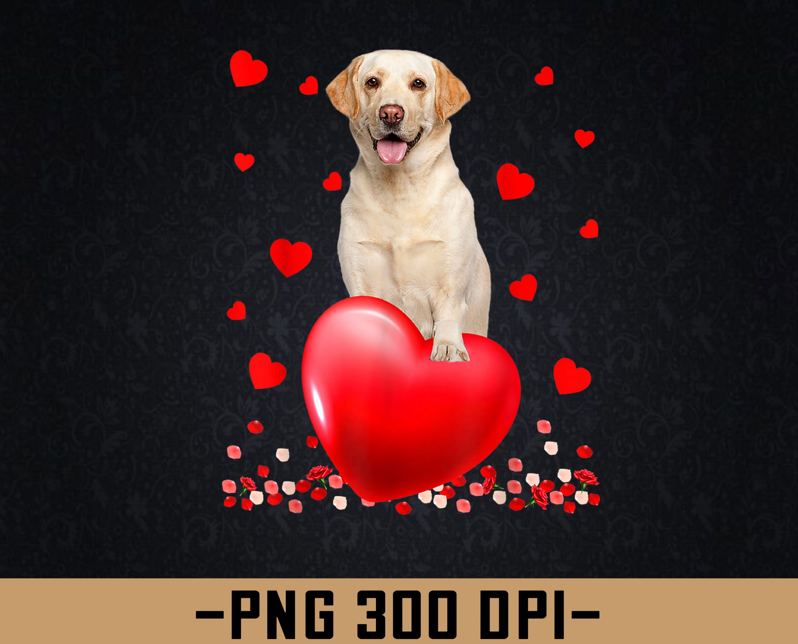 Cute Love Hearts Labrador Dog Valentines Puppy Lover PNG, Digital ...
