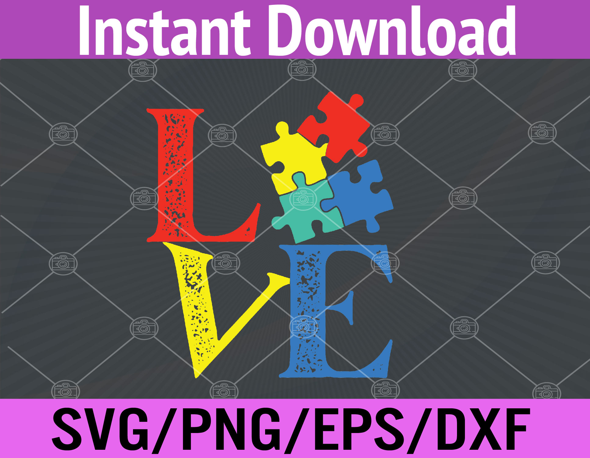 Love Puzzle Cute Autism Awareness Svg Eps Png Dxf Digital Download Hungrysvg 